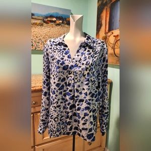 JONES New York Animal Print Blouse Size L